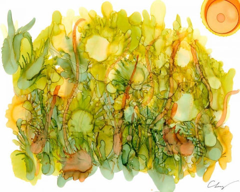 Sunlit Poppies IV Black Ornate Wood Framed Art Print with Double Matting by Baynes, Cheryl