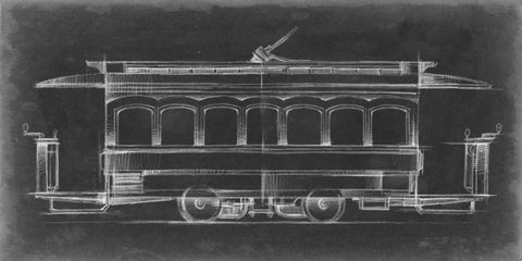 Vintage Streetcar II Black Ornate Wood Framed Art Print with Double Matting by Harper, Ethan