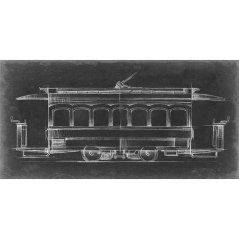 Vintage Streetcar II Black Modern Wood Framed Art Print by Harper, Ethan