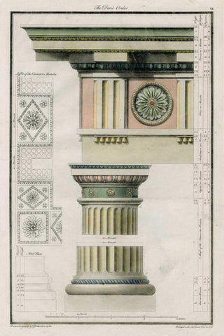 The Doric Order Black Ornate Wood Framed Art Print with Double Matting by Richardson