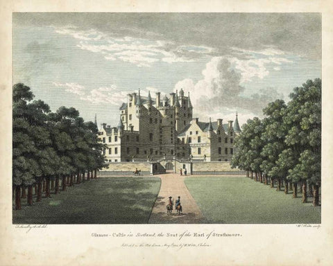 Watts Views II Black Ornate Wood Framed Art Print with Double Matting by Watts, W.