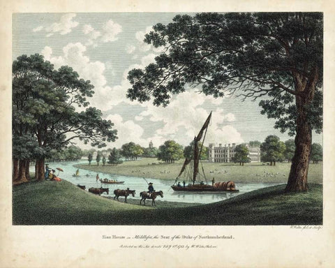 Watts Views VII Black Ornate Wood Framed Art Print with Double Matting by Watts, W.