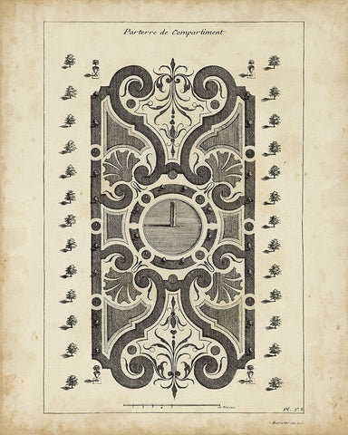 Garden Parterre VII Black Ornate Wood Framed Art Print with Double Matting by d Argenville, DeZallier