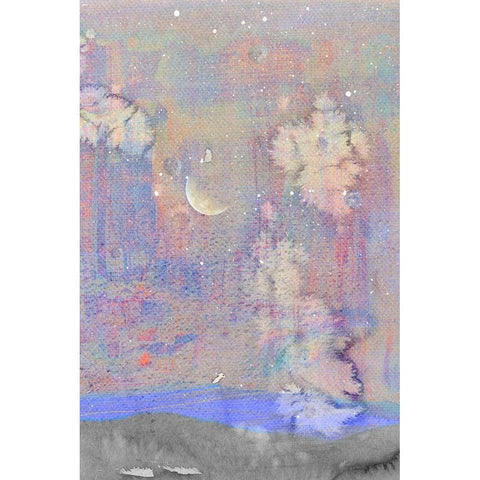 Silvery Moon I Black Modern Wood Framed Art Print with Double Matting by Ludwig, Alicia