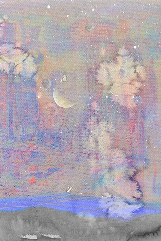 Silvery Moon I White Modern Wood Framed Art Print with Double Matting by Ludwig, Alicia