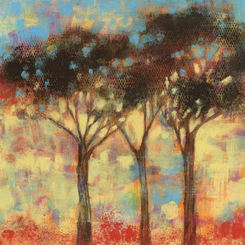 Kaleidoscope Trees I Black Modern Wood Framed Art Print with Double Matting by Goldberger, Jennifer