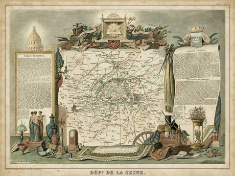 Atlas Nationale Illustre I Black Ornate Wood Framed Art Print with Double Matting by Levasseur, Victor