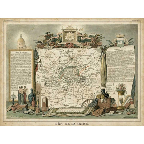 Atlas Nationale Illustre I Black Modern Wood Framed Art Print with Double Matting by Levasseur, Victor