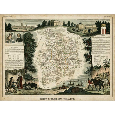 Atlas Nationale Illustre II White Modern Wood Framed Art Print by Levasseur, Victor