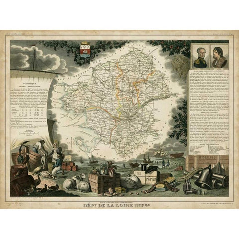 Atlas Nationale Illustre III White Modern Wood Framed Art Print by Levasseur, Victor