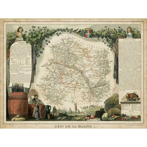 Atlas Nationale Illustre IV Gold Ornate Wood Framed Art Print with Double Matting by Levasseur, Victor