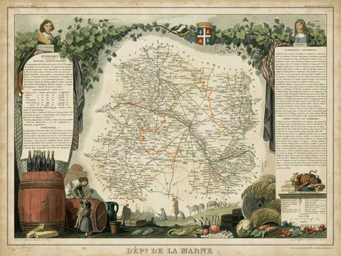 Atlas Nationale Illustre IV Black Ornate Wood Framed Art Print with Double Matting by Levasseur, Victor