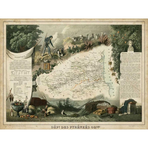 Atlas Nationale Illustre V Black Modern Wood Framed Art Print with Double Matting by Levasseur, Victor