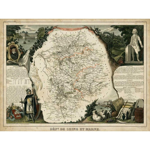 Atlas Nationale Illustre VI Gold Ornate Wood Framed Art Print with Double Matting by Levasseur, Victor