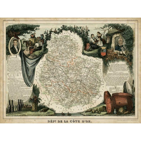 Atlas Nationale Illustre IX Black Modern Wood Framed Art Print with Double Matting by Levasseur, Victor