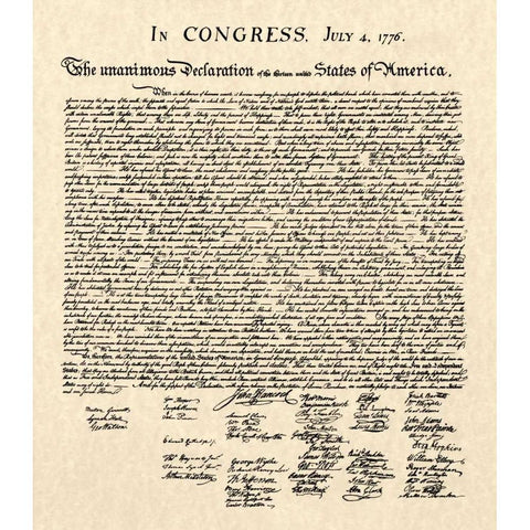 Declaration of Independence Doc. Black Modern Wood Framed Art Print with Double Matting by Founding Fathers