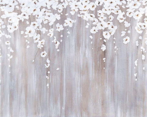 White Cherries White Modern Wood Framed Art Print with Double Matting by Edmunds, Sydney