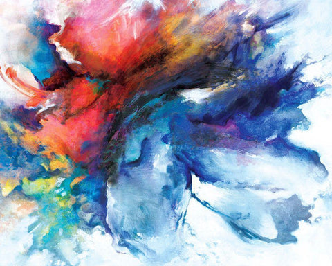 Color Burst White Modern Wood Framed Art Print with Double Matting by Circle Art Group