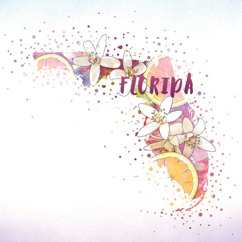 Florida State Flower (Orange Blossom) White Modern Wood Framed Art Print with Double Matting by Inner Circle