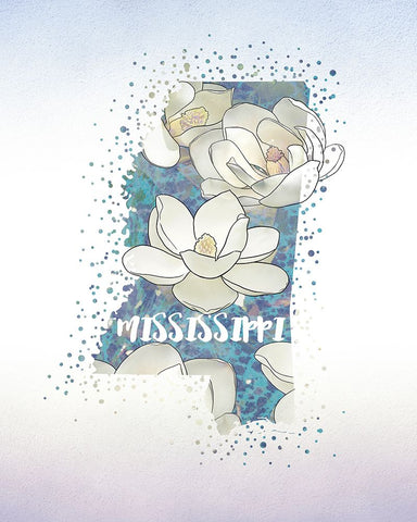 Mississippi State Flower (Magnolia) White Modern Wood Framed Art Print with Double Matting by Inner Circle