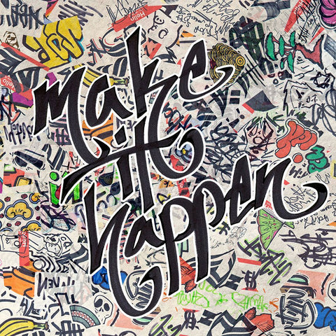 Make It Happen - Urban Inspiration White Modern Wood Framed Art Print with Double Matting by Circle Art Group