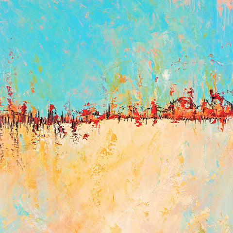 Red Horizon White Modern Wood Framed Art Print with Double Matting by Circle Art Group
