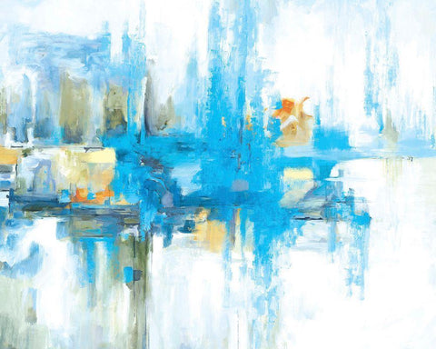 Metro Blue White Modern Wood Framed Art Print with Double Matting by Circle Art Group