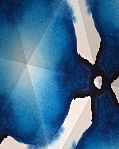 Indigo Daydream II White Modern Wood Framed Art Print with Double Matting by Stramel, Renee W.