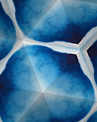 Indigo Daydream VII White Modern Wood Framed Art Print with Double Matting by Stramel, Renee W.