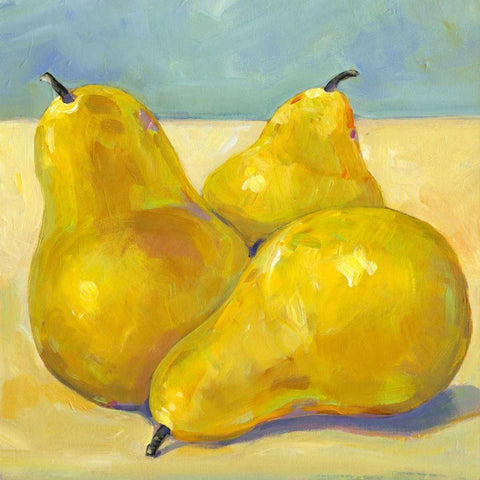 Tres Pears White Modern Wood Framed Art Print by OToole, Tim