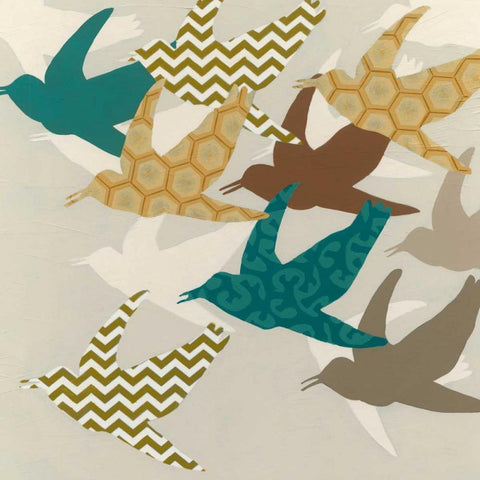 Patterned Flock II Black Modern Wood Framed Art Print by Vess, June Erica