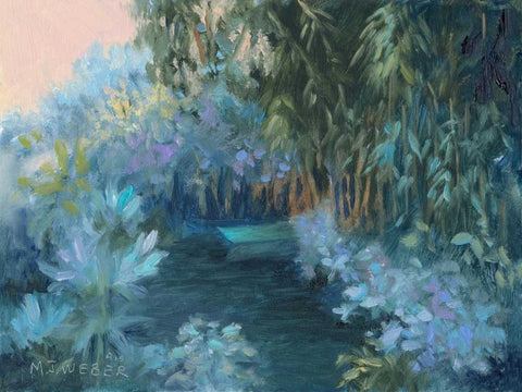 Monets Garden VII White Modern Wood Framed Art Print with Double Matting by Weber, Mary Jean