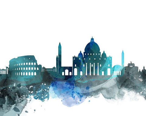 Rome Watercolor Cityscape II Black Modern Wood Framed Art Print by Circle Art Group