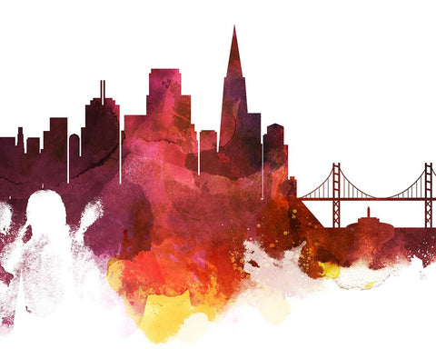 San Francisco Watercolor Cityscape II Black Modern Wood Framed Art Print by Circle Art Group