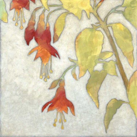 Fuchsia Blooms II Gold Ornate Wood Framed Art Print with Double Matting by Meagher, Megan