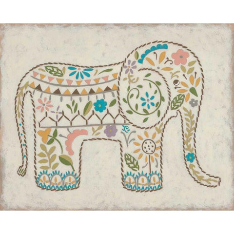 Laurels Elephant I White Modern Wood Framed Art Print by Zarris, Chariklia