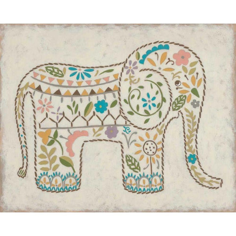 Laurels Elephant I Black Modern Wood Framed Art Print by Zarris, Chariklia