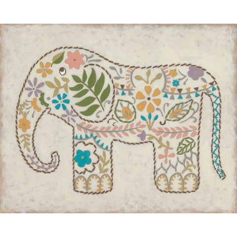 Laurels Elephant II Black Modern Wood Framed Art Print with Double Matting by Zarris, Chariklia