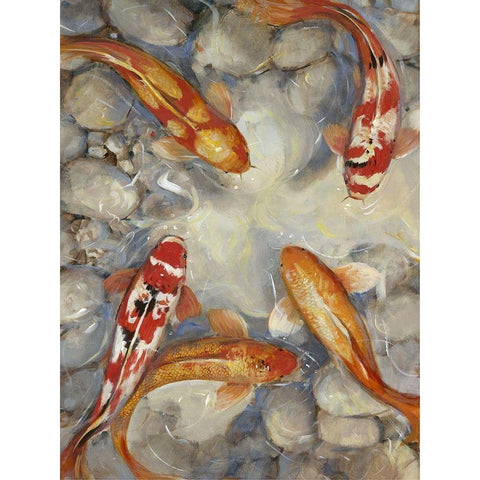 Custom Vibrant Koi I (ASH) Gold Ornate Wood Framed Art Print with Double Matting by OToole, Tim