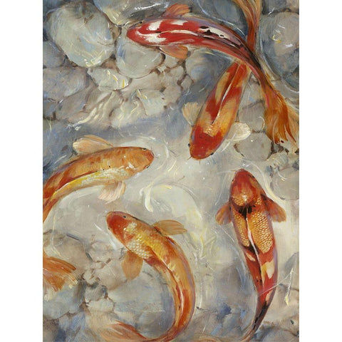 Custom Vibrant Koi II (ASH) Black Modern Wood Framed Art Print with Double Matting by OToole, Tim