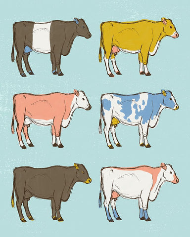 Mid Century Farm - Cattle - Neutral Black Modern Wood Framed Art Print by Circle Art Group