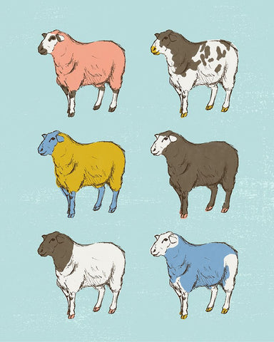 Mid Century Farm - Sheep - Neutral Black Modern Wood Framed Art Print by Circle Art Group