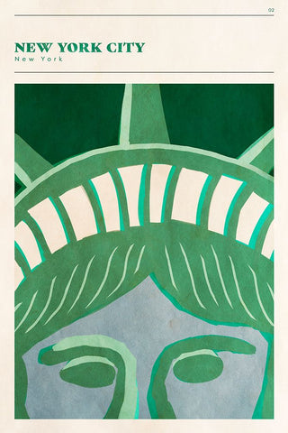 Mid Century City - NYC White Modern Wood Framed Art Print with Double Matting by Circle Art Group