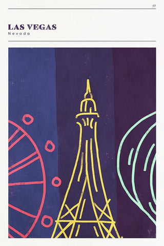 Mid Century City - Las Vegas Black Modern Wood Framed Art Print by Circle Art Group