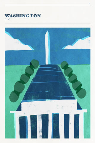 Mid Century City - Washington, DC Black Modern Wood Framed Art Print by Circle Art Group