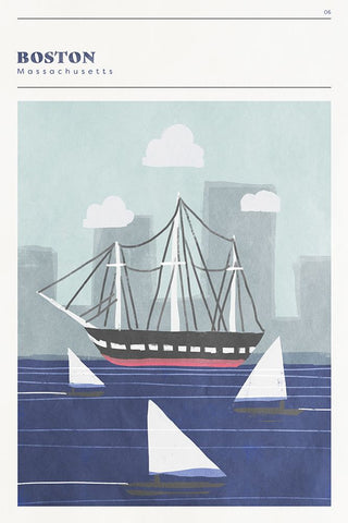 Mid Century City - Boston Black Modern Wood Framed Art Print by Circle Art Group