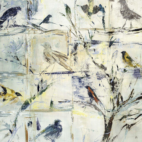 Exotic Aviary White Modern Wood Framed Art Print by Maas, Jodi