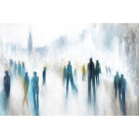 Vanishing City Black Modern Wood Framed Art Print with Double Matting by Drotar, Rikki