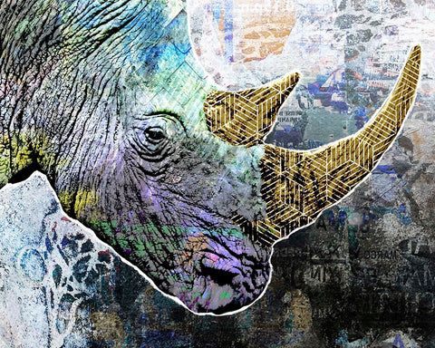 Pop Art - Rhino White Modern Wood Framed Art Print with Double Matting by Inner Circle