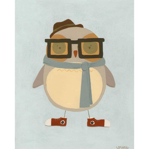 Hipster Owl II Gold Ornate Wood Framed Art Print with Double Matting by Vess, June Erica